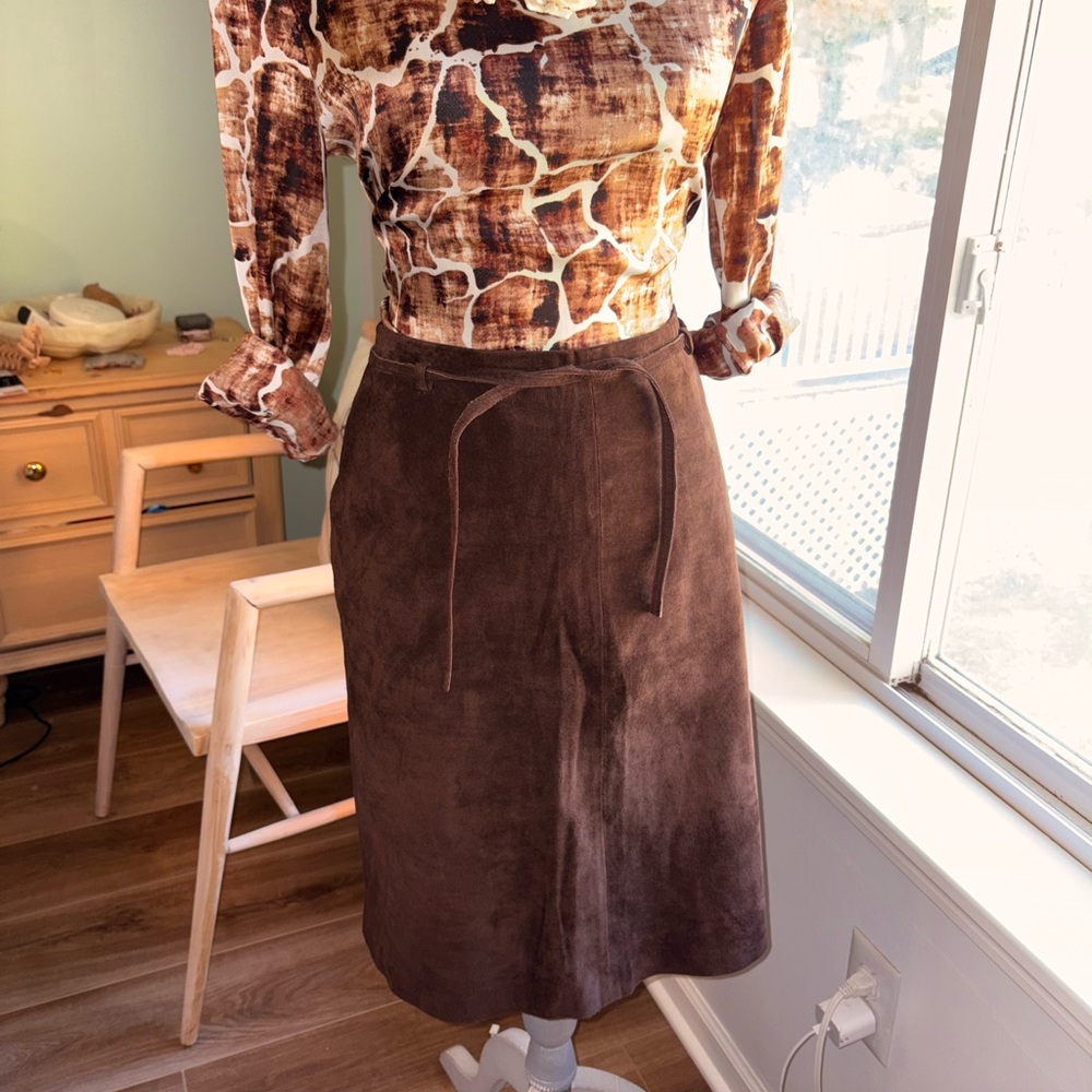 LOFT Rich Brown Leather Skirt